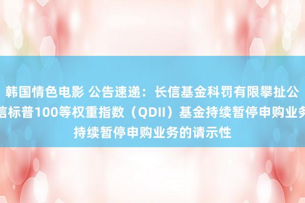 韩国情色电影 公告速递：长信基金科罚有限攀扯公司对于长信标普100等权重指数（QDII）基金持续暂停申购业务的请示性