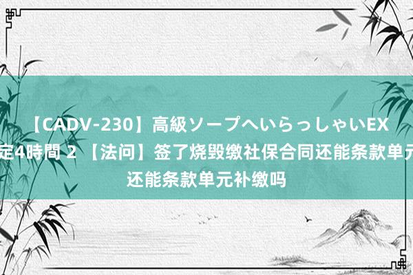 【CADV-230】高級ソープへいらっしゃいEX 巨乳限定4時間 2 【法问】签了烧毁缴社保合同还能条款单元补缴吗