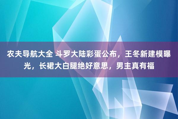 农夫导航大全 斗罗大陆彩蛋公布，王冬新建模曝光，长裙大白腿绝好意思，男主真有福