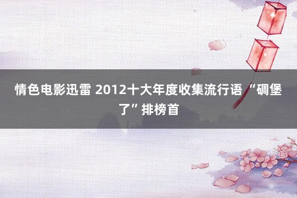 情色电影迅雷 2012十大年度收集流行语 “碉堡了”排榜首