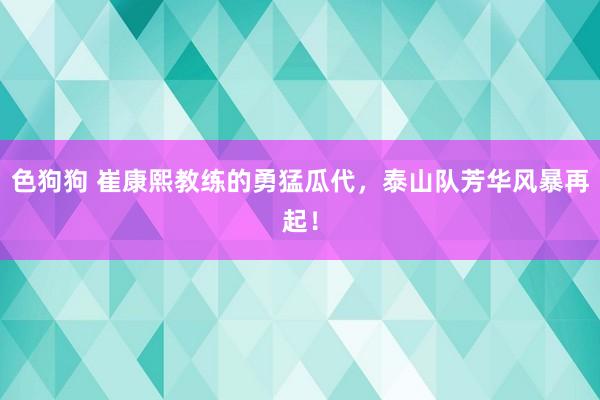 色狗狗 崔康熙教练的勇猛瓜代，泰山队芳华风暴再起！